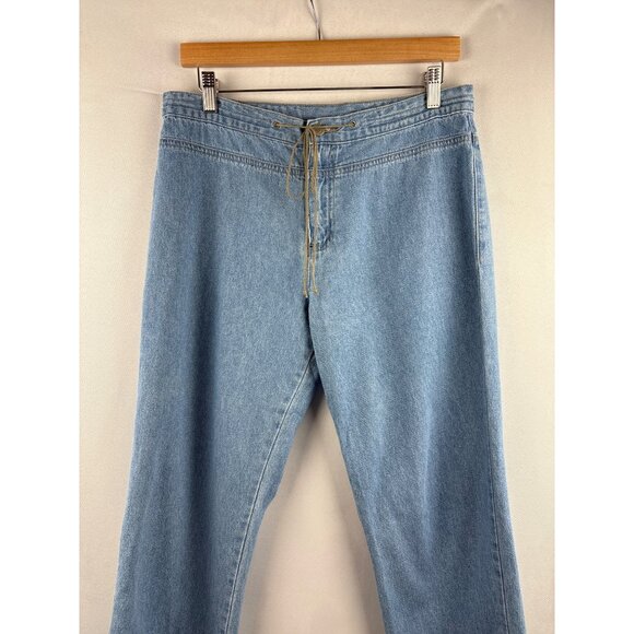 Womens GNW Light Blue Denim Pants Size 10 Cotton Drawstring Waist - Picture 1 of 6
